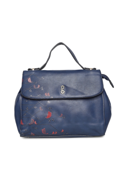 

Global Desi Navy Blue Printed Satchel