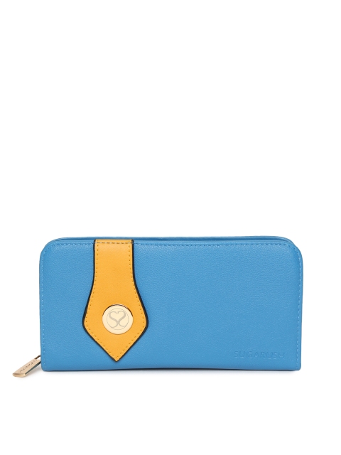 

Sugarush Women Blue Solid Zip Around Wallet