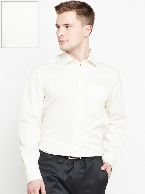 

John Players Men Cream-Coloured Solid Formal Shirt