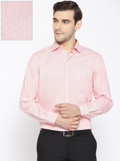 

John Players Men White & Red Slim Fit Printed Formal Shirt