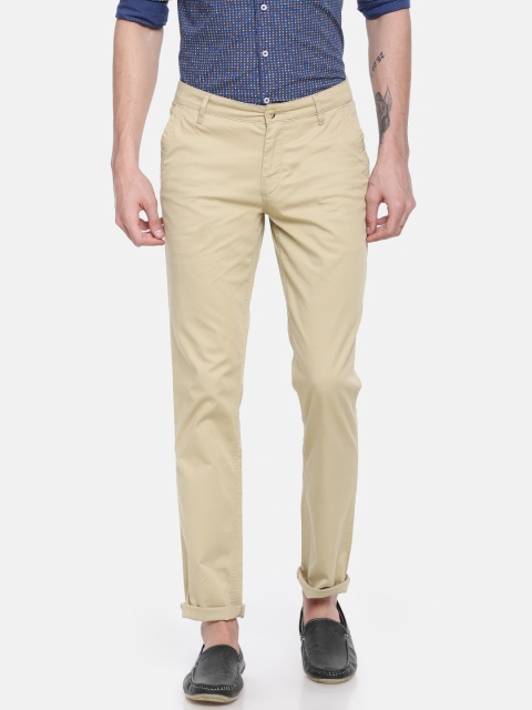 

John Players Men Beige Slim Fit Solid Chinos