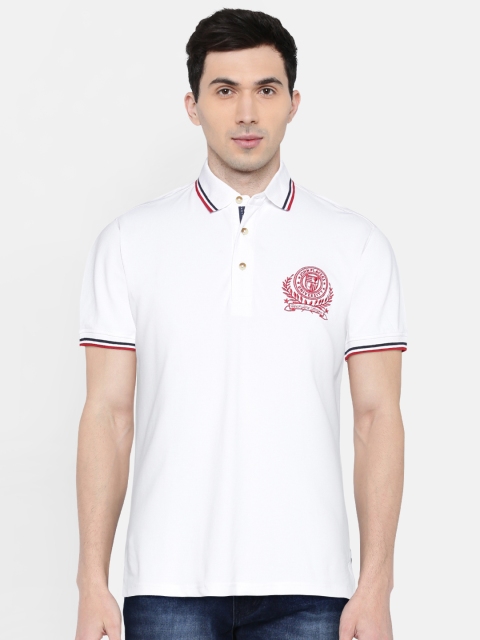 

John Players Men White Solid Polo Collar T-shirt