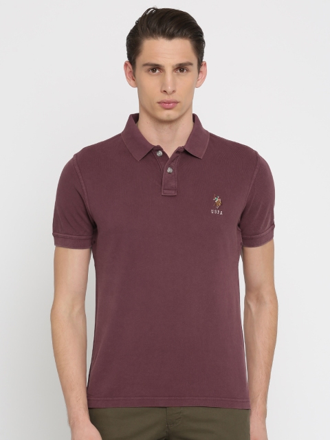 

U.S. Polo Assn. Denim Co. Men Maroon Solid Polo Collar T-shirt