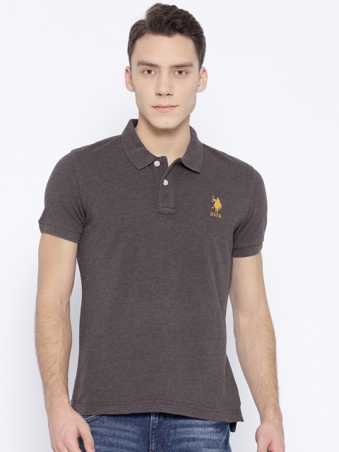 

U.S. Polo Assn. Men Coffee Brown Solid Polo Collar T-shirt