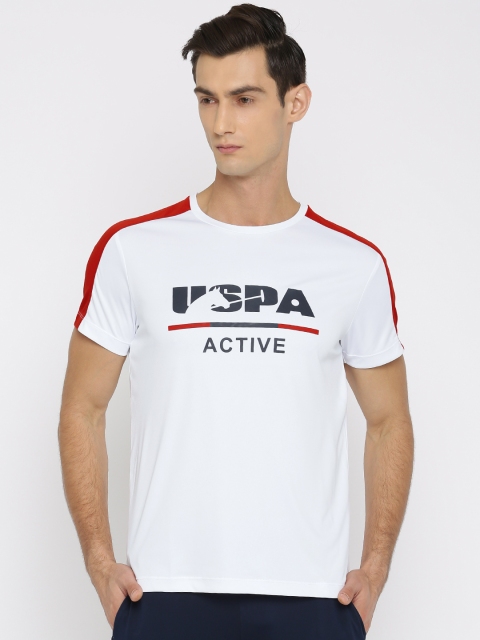 

U.S. Polo Assn. Men White Printed Round Neck T-shirt