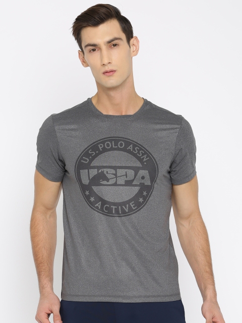 

U.S. Polo Assn. Men Grey Printed Round Neck T-shirt