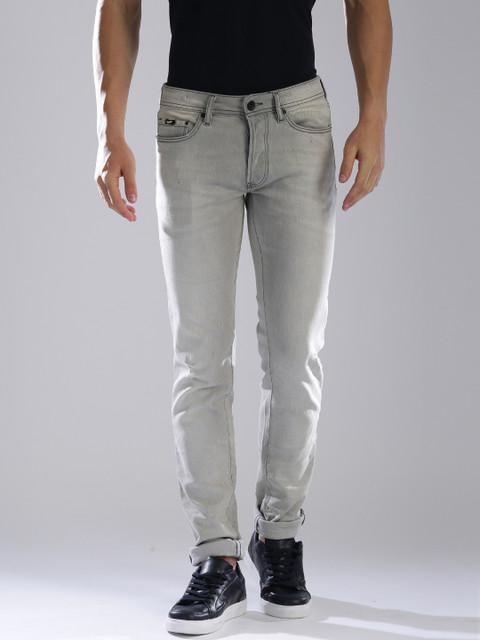 

GAS Men Grey Albert Simple Tape Slim Fit Low-Rise Low Distress Jeans