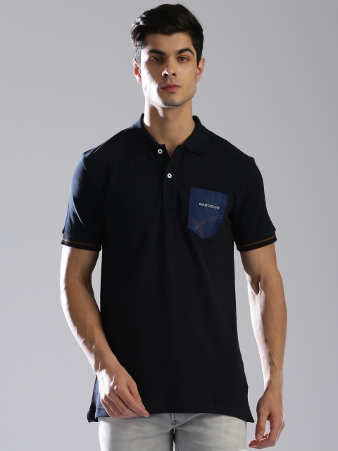 

GAS Men Navy Blue Ralph Pocket Solid Polo Collar T-shirt