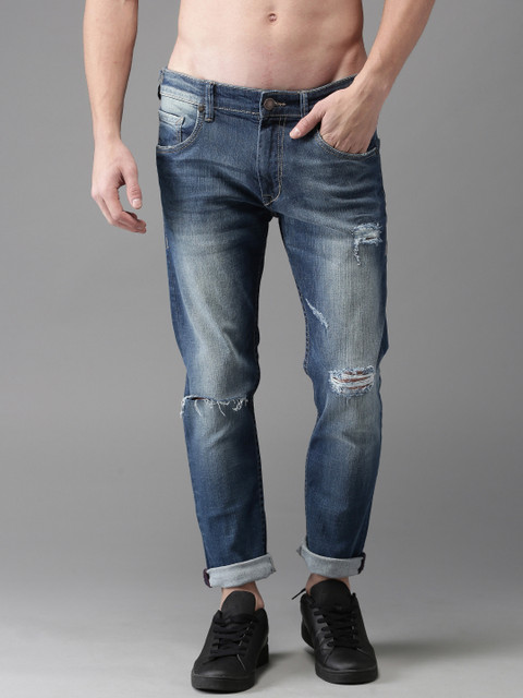 

Moda Rapido Men Blue Slim Fit Mid-Rise Slash Knee Stretchable Jeans