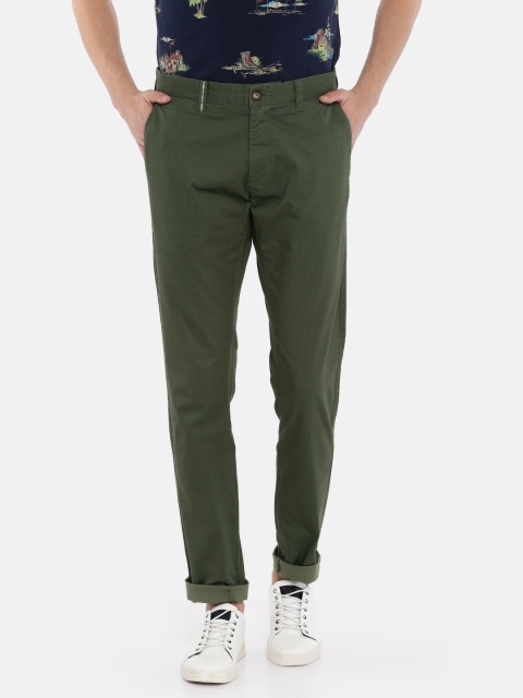 

U.S. Polo Assn. Men Olive Green Slim Fit Printed Chinos