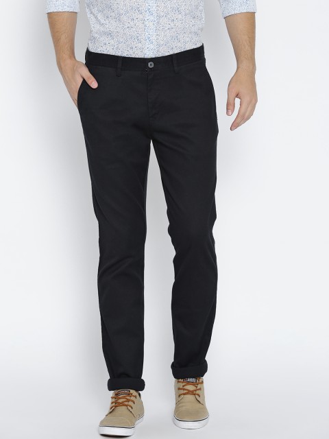 

U.S. Polo Assn. Men Navy Slim Fit Solid Trousers, Navy blue
