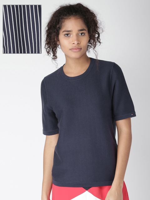 

Tommy Hilfiger Women Navy Blue Solid Reversible Pullover