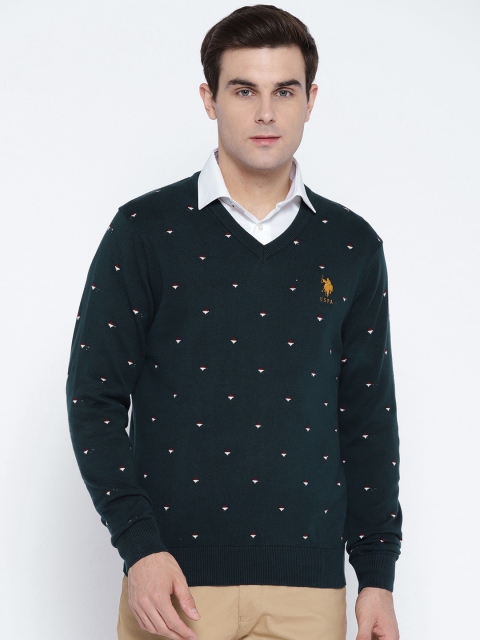 

U.S. Polo Assn. Men Navy Blue Self Design Pullover