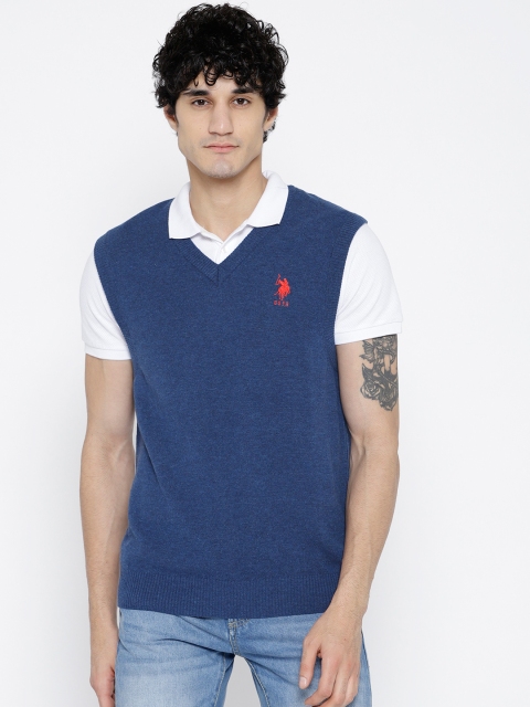 

U.S. Polo Assn. Men Navy Blue Solid Sweater Vest