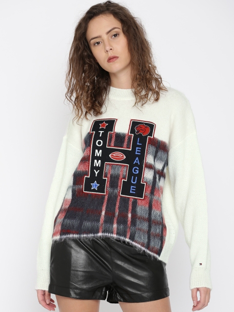 

Tommy Hilfiger Women White Self Design Pullover