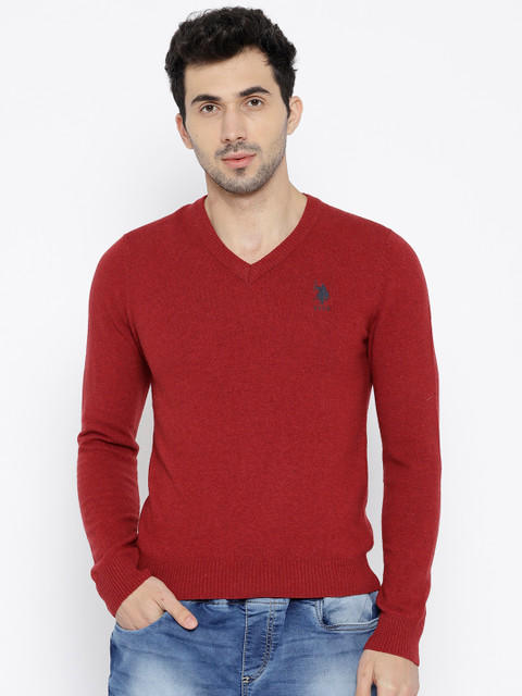 

U.S. Polo Assn. Men Red Solid Pullover