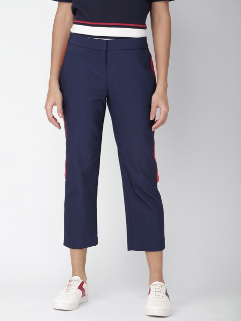 

Tommy Hilfiger Women Navy Blue Smart Regular Fit Solid Cropped Trousers