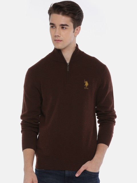 

U.S. Polo Assn. Men Maroon Solid Pullover