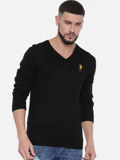

U.S. Polo Assn. Men Black Solid Pullover
