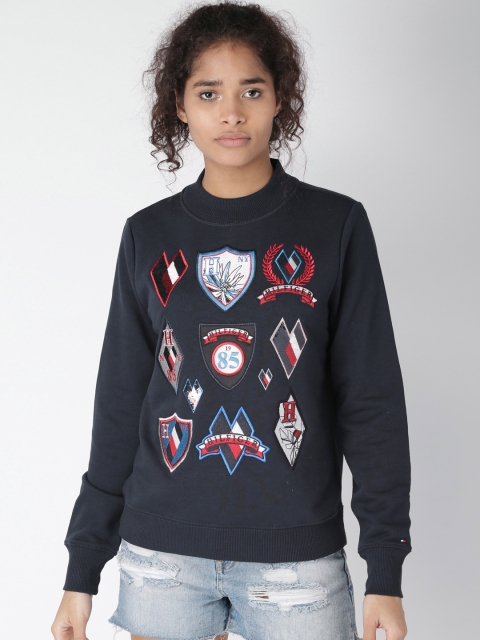 

Tommy Hilfiger Women Navy Blue Self Design Sweatshirt