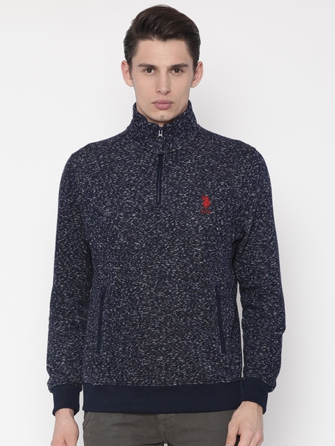 

U.S. Polo Assn. Men Navy Blue Self-Design Sweatshirt