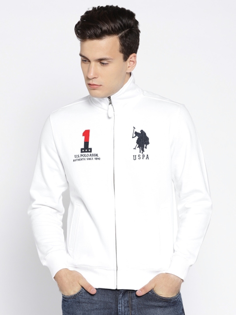 

U.S. Polo Assn. Men White Solid Sweatshirt