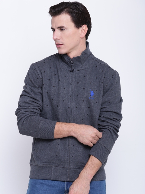 

U.S. Polo Assn. Men Charcoal Grey Printed Sweatshirt