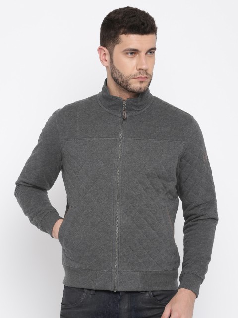 

U.S. Polo Assn. Men Charcoal Grey Solid Quilted Jacket