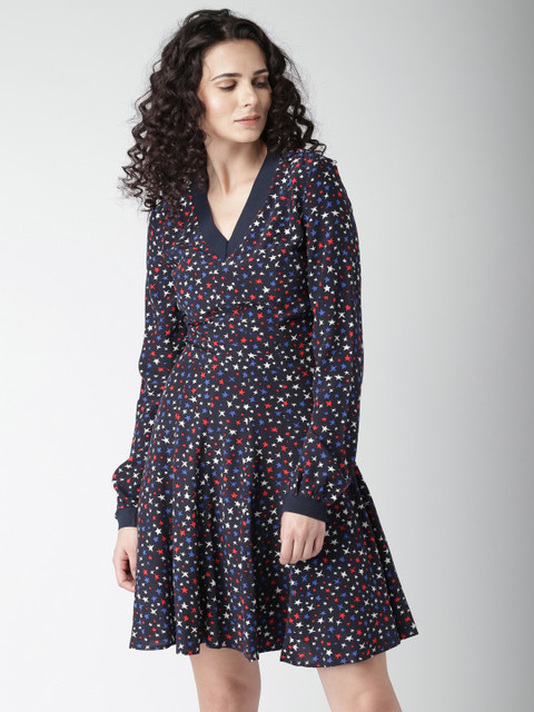 

Tommy Hilfiger Women Navy Printed A-Line Dress, Navy blue