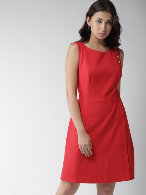 

Tommy Hilfiger Women Red Solid A-Line Dress