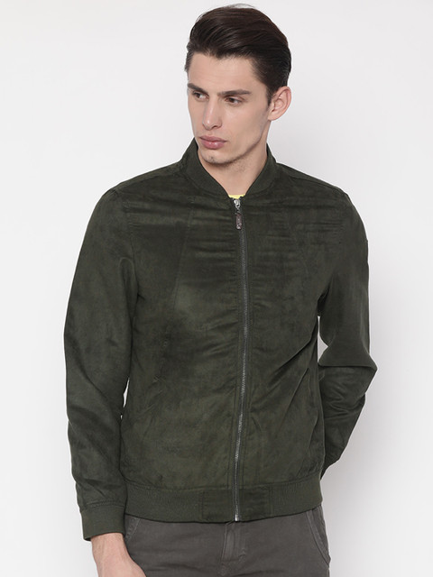 

U.S. Polo Assn. Men Olive Green Solid Tailored Jacket