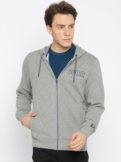 

Puma Men Grey Solid STYLE Athletics FZ Hoody FL Sweatshirt
