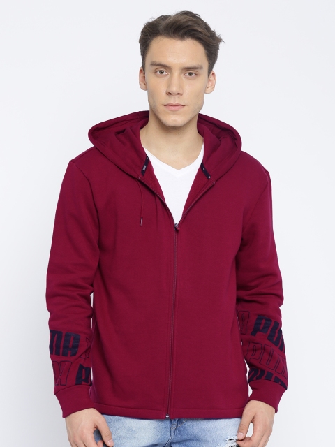 

Puma Men Maroon Printed Rebel 2.0 FZ Hooded Sweatshirt