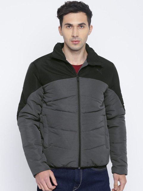 

Puma Men Charcoal Grey & Black Colourblocked ESS Padded Jacket