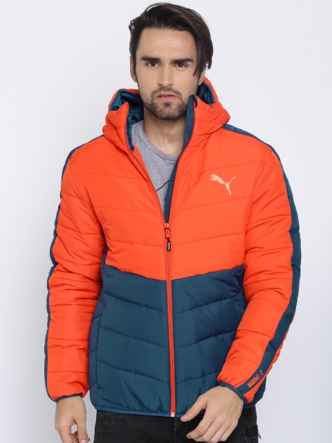 

Puma Men Orange & Blue Solid ESS warmCELL Padded Jacket