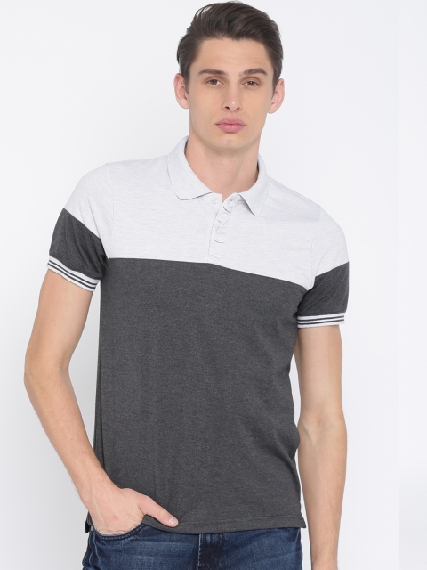 

American Crew Men Grey Colourblocked Polo T-shirt