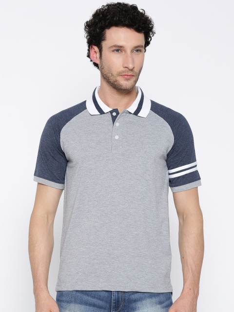 

American Crew Men Grey Solid Polo T-shirt