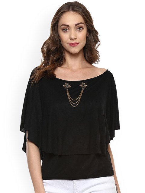 

Taurus Women Black Solid Fitted Top