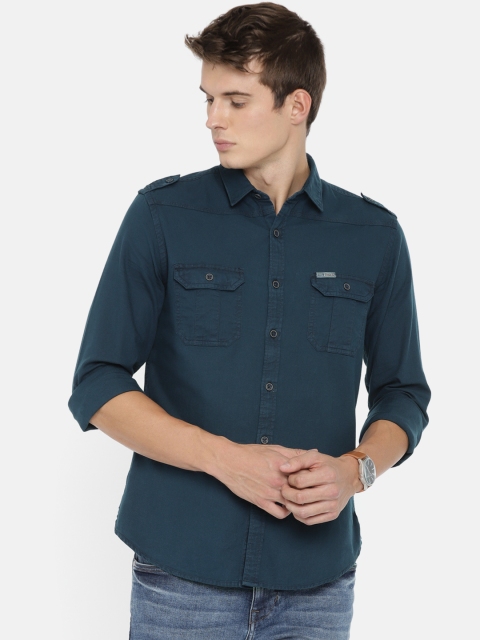 

U.S. Polo Assn. Denim Co. Men Navy Blue Regular Fit Solid Casual Shirt