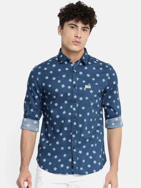 

U.S. Polo Assn. Denim Co. Men Blue Regular Fit Printed Casual Shirt