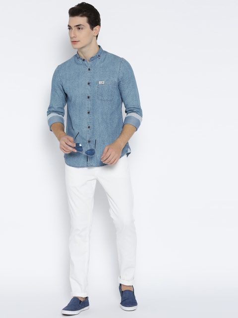

U.S. Polo Assn. Denim Co. Men Blue Chambray Printed Casual Shirt