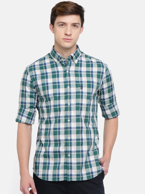 

U.S. Polo Assn. Men Green Tailored Fit Checked Casual Shirt