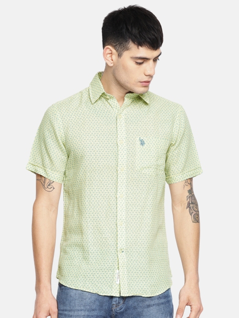 

U.S. Polo Assn. Men Yellow Regular Fit Printed Casual Shirt