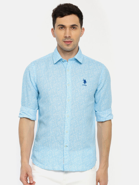 

U.S. Polo Assn. Men Blue Regular Fit Printed Casual Shirt