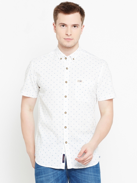 

U.S. Polo Assn. Denim Co. Men White & Blue Printed Casual Shirt