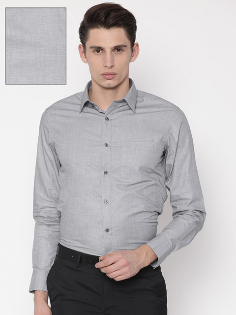 

U.S. Polo Assn. Tailored Men Grey Tailored Fit Solid Formal Shirt