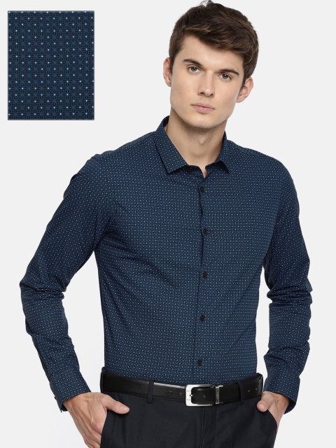 

U.S. Polo Assn. Tailored Men Blue & Black Slim Fit Printed Formal Shirt