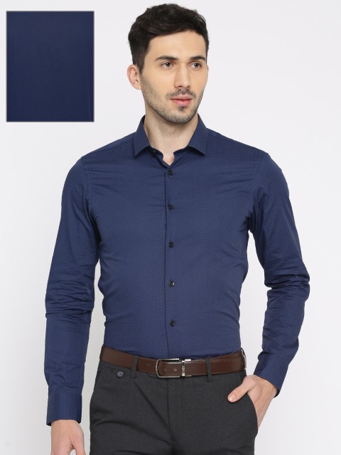 

U.S. Polo Assn. Tailored Men Navy Blue Slim Fit Printed Formal Shirt
