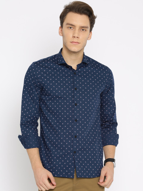 

U.S. Polo Assn. Tailored Men Navy Blue Slim Fit Printed Casual Shirt
