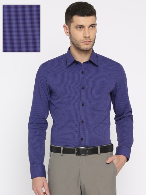 

U.S. Polo Assn. Tailored Men Blue & Purple Tailored Fit Checked Formal Shirt